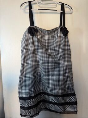 Kimchi Blue Plaid Mini Dress Black White Bow XL